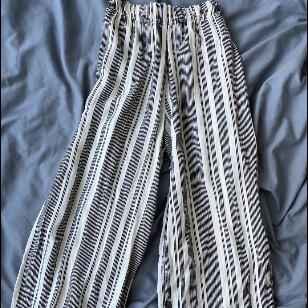 striped cropped flow pants